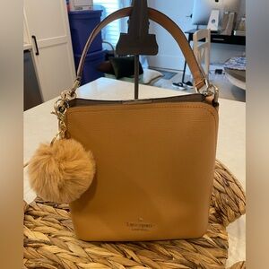 Kate Spade Brown Crossbody Bag with Pom-Pom